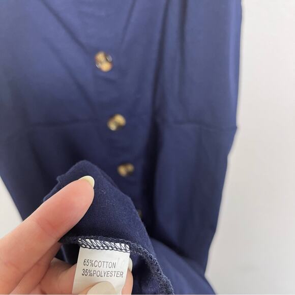 Berydress Navy Button Front Spaghetti Strap Sundress - Picture 7 of 9